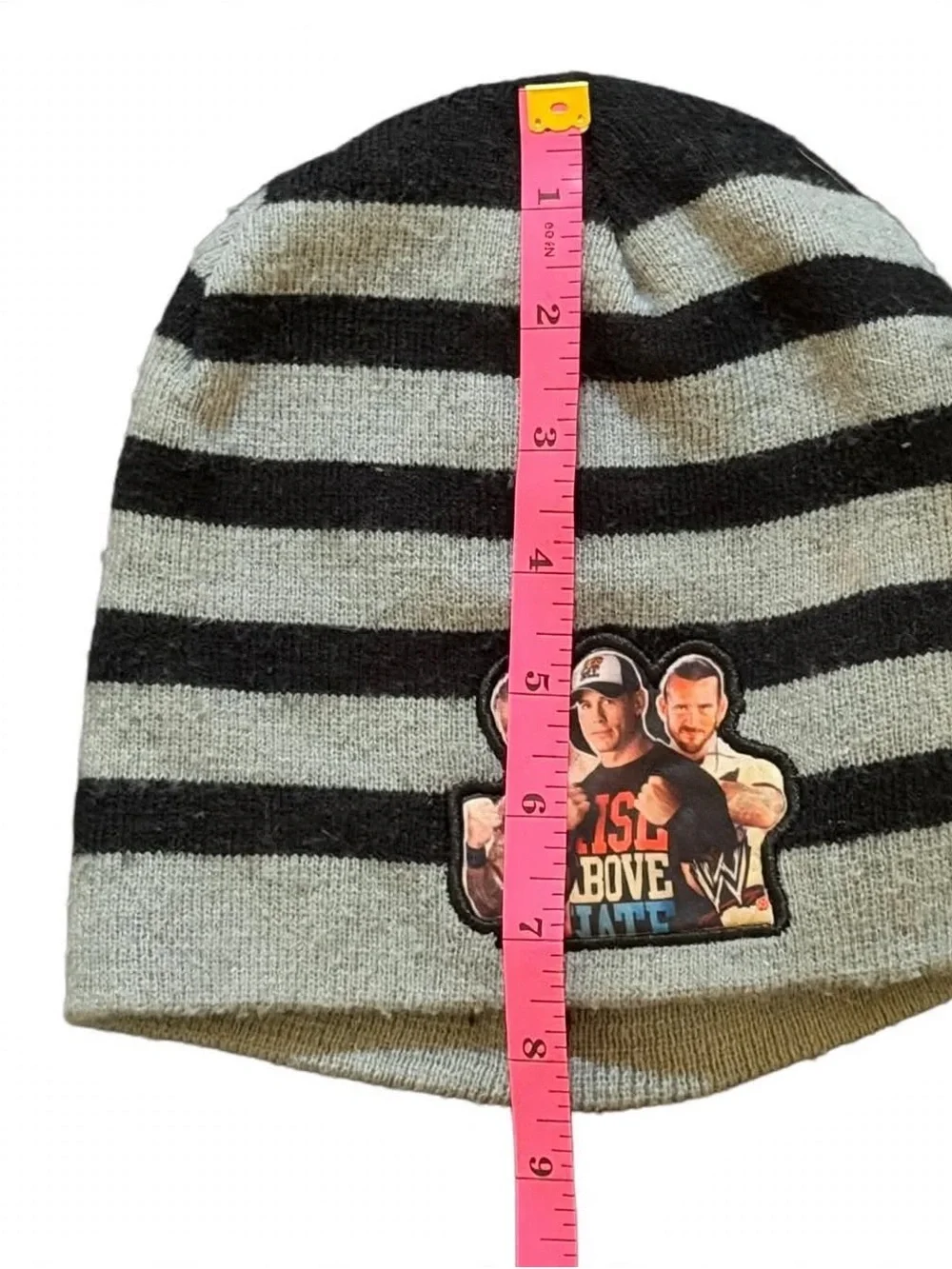 WWE Rise Above Hate Youth OSFM Black Gray Striped Knit Beanie